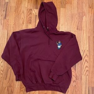Maroon Polo Bear hooded sweatshirt